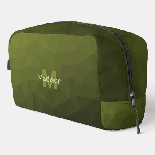 Legergroen geometrisch meshpatroon Monogram Toilettasje (Rechterhoek)