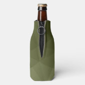 Legergroen licht geometrisch maaspatroon Monogram Flesjeskoeler (Fles Achterkant)