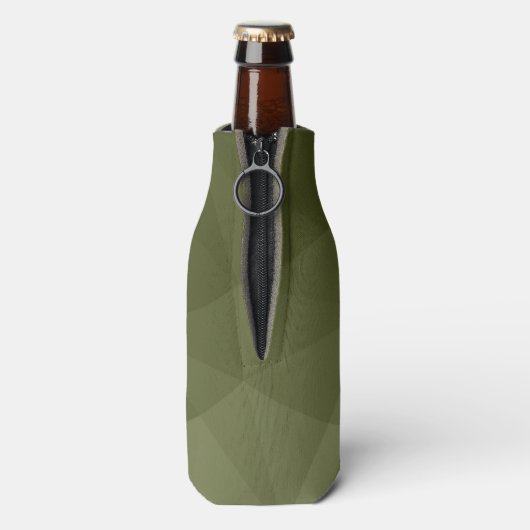 Legergroen licht geometrisch maaspatroon Monogram Flesjeskoeler (Fles Achterkant)