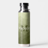 Legergroen licht geometrisch Mesh Patroon Monogram Waterfles (Links)