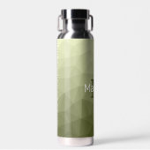 Legergroen licht geometrisch Mesh Patroon Monogram Waterfles (Voorkant)