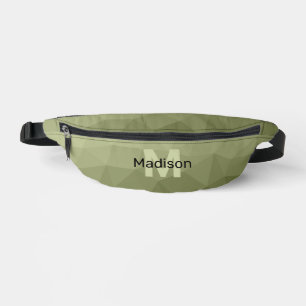 Legergroen licht geometrisch meshpatroon Monogram Heuptasje