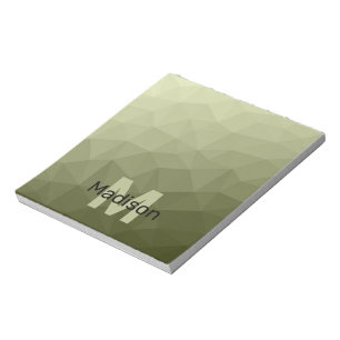 Legergroen licht geometrisch meshpatroon Monogram Notitieblok