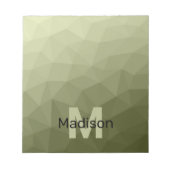 Legergroen licht geometrisch meshpatroon Monogram Notitieblok (Voorkant)
