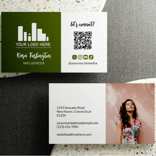 Legergroen Logo QR Code Foto Social Media Visitekaartje