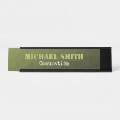 Legergroen olijf geometrisch maaspatroon Jouw naam Bureau Naambordje (Voorkant)