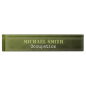 Legergroen olijf geometrisch maaspatroon Jouw naam Naambordje (Voorkant)