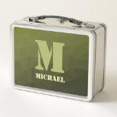 Legergroen olijf geometrisch maaspatroon Monogram (Achterkant)