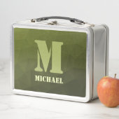 Legergroen olijf geometrisch maaspatroon Monogram (In situ)