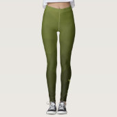 Legergroen olijf geometrisch maaspatroon Monogram Leggings (Voorkant)