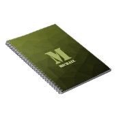 Legergroen olijf geometrisch maaspatroon Monogram Notitieboek (Rechterzijde)