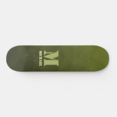 Legergroen olijf geometrisch maaspatroon Monogram Persoonlijk Skateboard (Horizontaal)