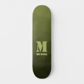 Legergroen olijf geometrisch maaspatroon Monogram Persoonlijk Skateboard (Voorkant)
