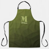 Legergroen olijf geometrisch maaspatroon Monogram Schort (Voorkant)