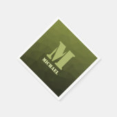 Legergroen olijf geometrisch maaspatroon Monogram Servet (Hoek)