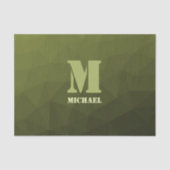 Legergroen olijf geometrisch maaspatroon Monogram Tissuepapier (Voorkant)