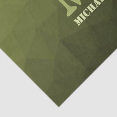 Legergroen olijf geometrisch maaspatroon Monogram Tissuepapier (Detail)