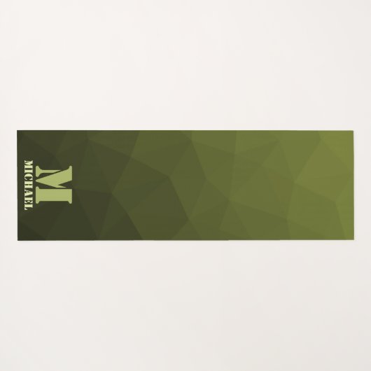 Legergroen olijf geometrisch maaspatroon Monogram Yogamat (Achterkant (horizontaal))