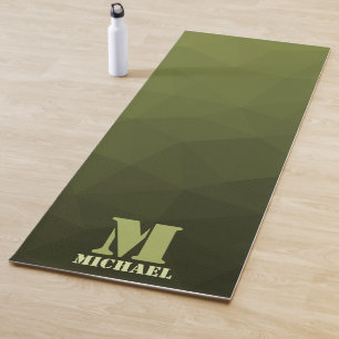 Legergroen olijf geometrisch maaspatroon Monogram Yogamat