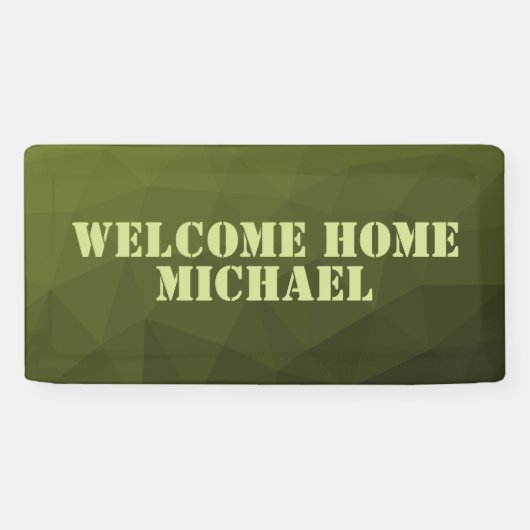 Legergroen olijf geometrisch Welkom thuis Jouw naa Spandoek (Horizontaal)