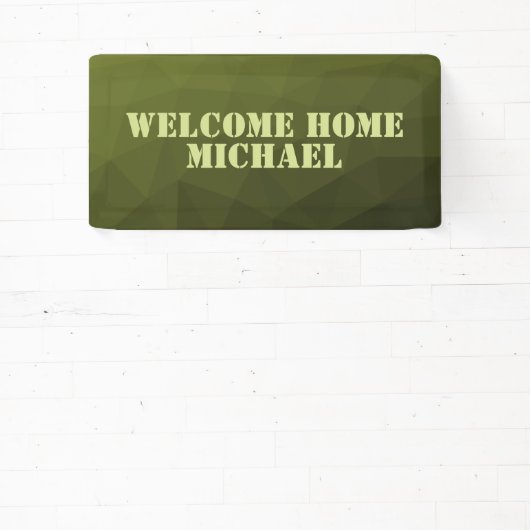 Legergroen olijf geometrisch Welkom thuis Jouw naa Spandoek (Insitu)