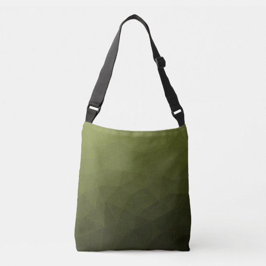 Legergroen olijfgradiënt geometrisch maaspatroon crossbody tas (Voorkant)