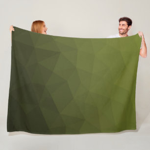 Legergroen olijfgradiënt geometrisch maaspatroon fleece deken