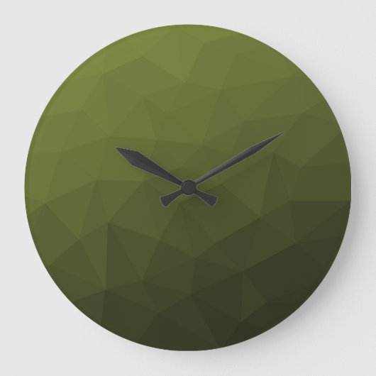 Legergroen olijfgradiënt geometrisch maaspatroon grote klok (Voorkant)