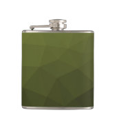 Legergroen olijfgradiënt geometrisch maaspatroon heupfles (Voorkant)