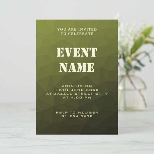 Legergroen olijfgradiënt geometrisch maaspatroon kaart (Staand voorkant)