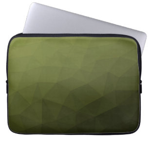 Legergroen olijfgradiënt geometrisch maaspatroon laptop sleeve