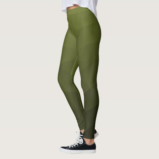 Legergroen olijfgradiënt geometrisch maaspatroon leggings (Links)