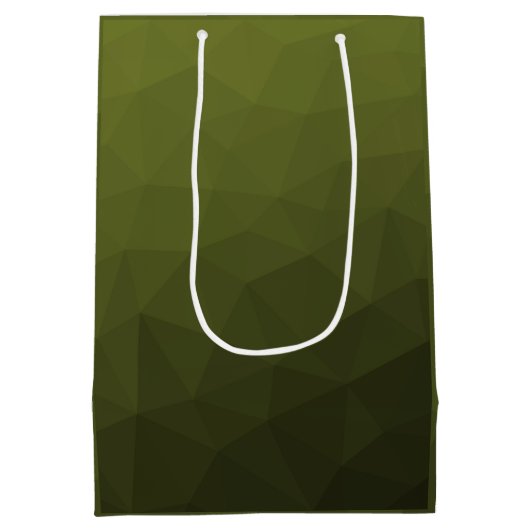 Legergroen olijfgradiënt geometrisch maaspatroon medium cadeauzakje (Achterkant)