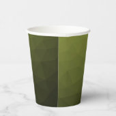 Legergroen olijfgradiënt geometrisch maaspatroon papieren bekers (Rechts)
