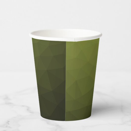 Legergroen olijfgradiënt geometrisch maaspatroon papieren bekers (Rechts)