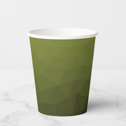 Legergroen olijfgradiënt geometrisch maaspatroon papieren bekers (Voorkant)