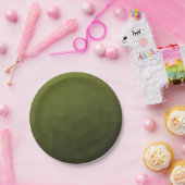 Legergroen olijfgradiënt geometrisch maaspatroon papieren bordje (Feest)