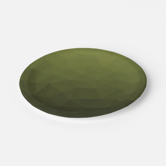 Legergroen olijfgradiënt geometrisch maaspatroon papieren bordje (Gekanteld)