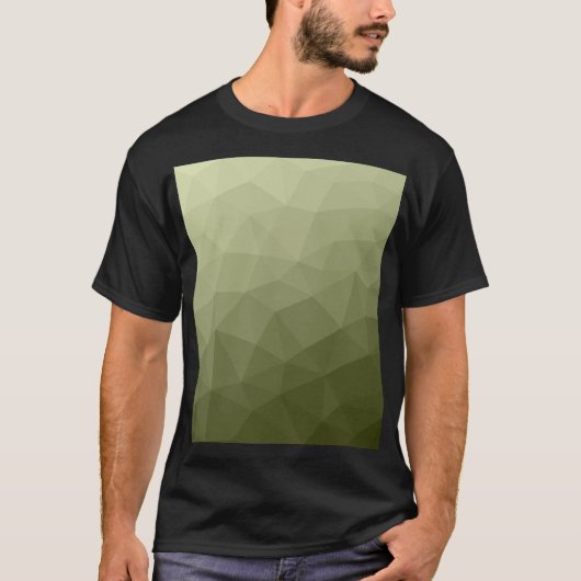 Legergroen olijfgradiënt geometrisch maaspatroon t-shirt (Voorkant)