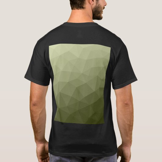 Legergroen olijfgradiënt geometrisch maaspatroon t-shirt (Achterkant)
