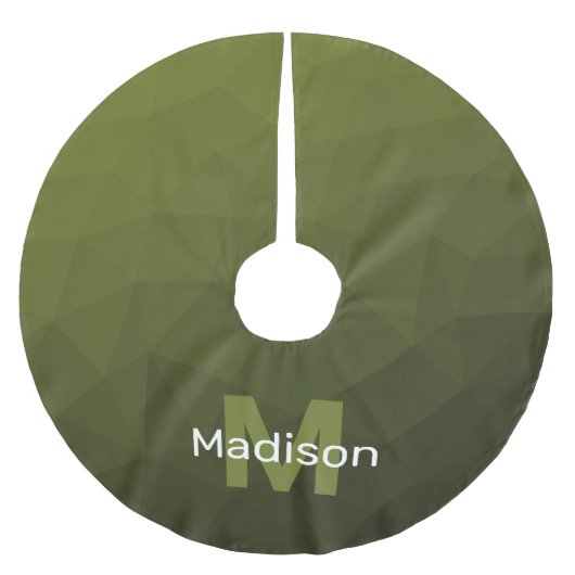 Legergroen ombre geometrisch maaspatroon Monogram Kerstboom Rok (Voorkant)