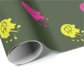 Legergroen - Roze & Gele Pintball Party Cadeaupapier (Rol Hoek)