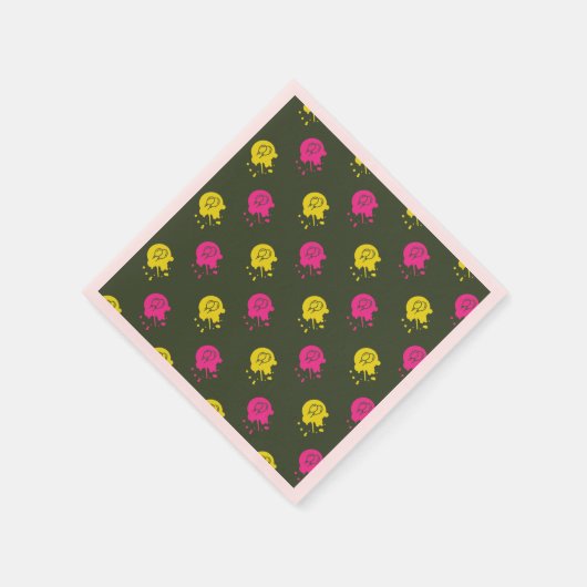 Legergroen - Roze & Gele Pintball Party Servet (Hoek)