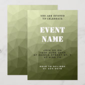 Legergroen verloop geometrisch feest evenement kaart (Voorkant / Achterkant)