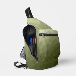 Legergroen verloop geometrisch meshpatroon sling bag
