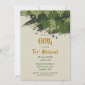 Legergroene Camouflage 60e verjaardag Uitnodiginge (Voorkant)