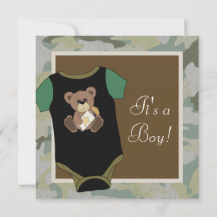 Legergroene camouflage baby jongens douche kaart