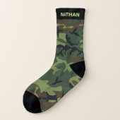 Legergroene camouflage gepersonaliseerde naam sokken (Links - buitenkant)