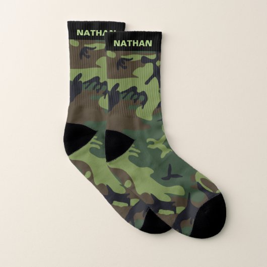 Legergroene camouflage gepersonaliseerde naam sokken (Paar)