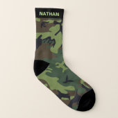 Legergroene camouflage gepersonaliseerde naam sokken (Links binnenkant)